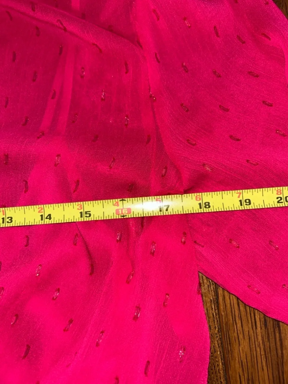 Express: Raspberry, Metallic, Sheer Blouse: Size Medium - Picture 12 of 13